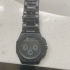 Quartz Analog Chronograph Black Metal Bracelet Checkered Dial Arabic Numerals — photo 2
