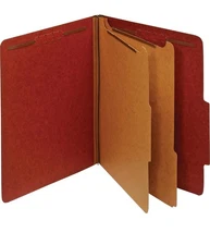 Tru Red Brick Red Pressboard Classification Folder, 2 Partition, 20 Count 