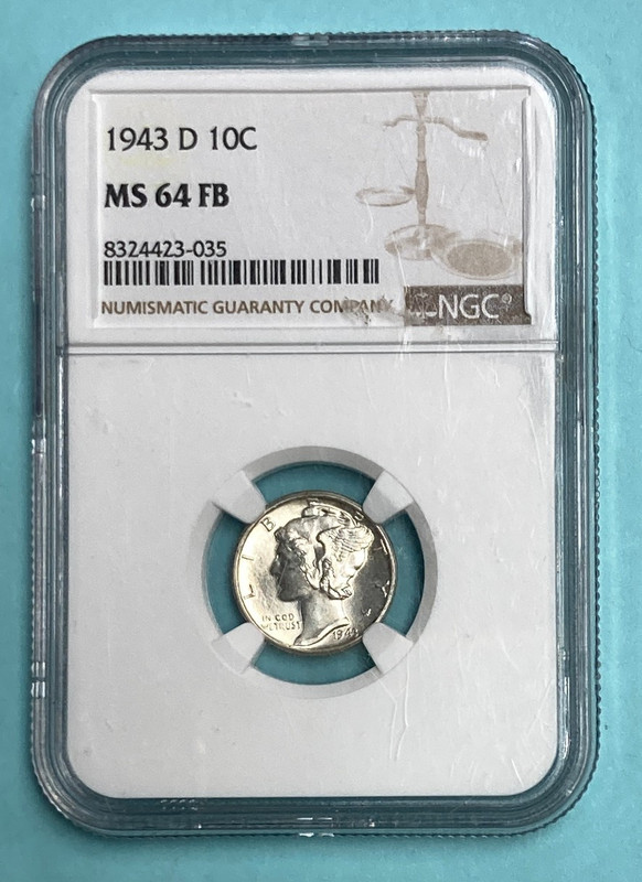 1943 D 10C ~ Mercury Dime ~ NGC MS64 FB ~ Old Us Silver Coin