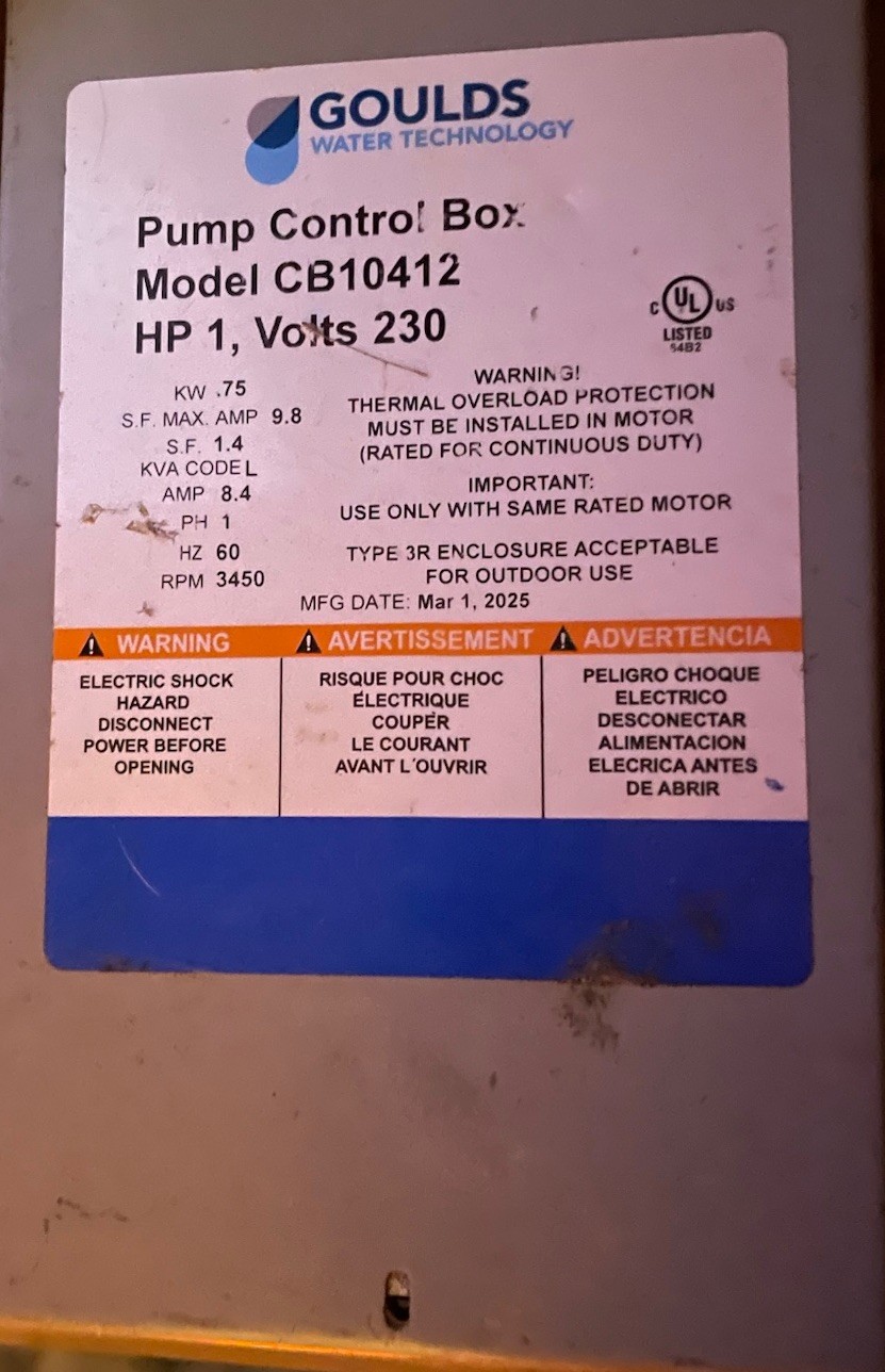 New Goulds Well Pump Control Box - Model CB10412 - 1 HP / 230V