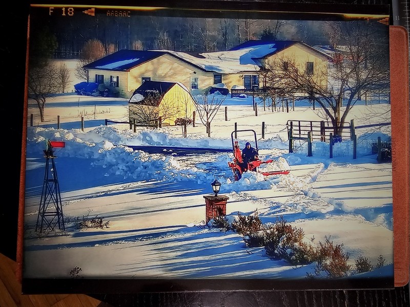 Snowbound Plowing Print Woodstock Shenadoah Virginia Bright Sun and Long Shadows