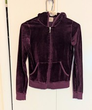 Vintage Juicy Couture Velour Full Zip Hoodie Size M Purple Made In USA