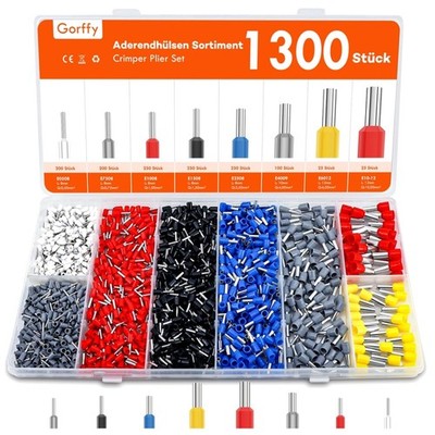 Aderendhülsen Set 1300 Stück Kabelverbinder Isoliert Ferrule Kupfer