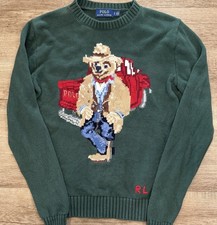 Polo Ralph Lauren Polo Bear Knit Sweater Green Cowboy Bear Men's Size Small