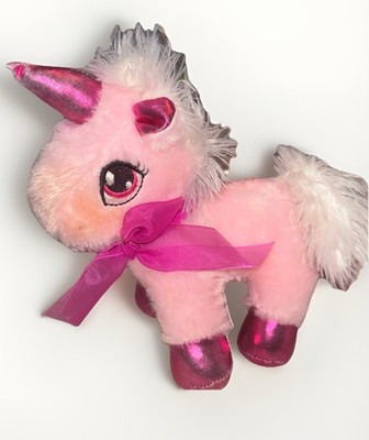 Dan Dee Dandee Collectors Choice Pink Unicorn 12  Plush Shimmery Sewn Eyes