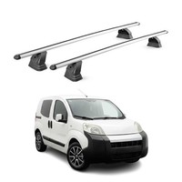Alu DachträGer FüR Fiat Qubo 2008-2020 TÜV AbschließBar T-Nut 75 Kg 2Tlg Silber