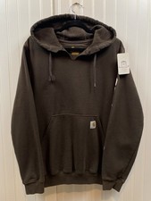 Vintage Carhartt Logo Hoodie Men  s Oversized Small Mocha Brown Workwear Y2K