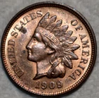 Uncirculated 1909 Indian Head Cent, Razor-Sharp & Predominantly Red.