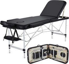 Portable Folding Massage Table Adjustable Lash Tattoo Bed Black Foam-padded