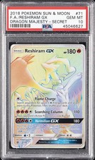 2018 POKEMON SUN & MOON DRAGON MAJESTY SECRET #71 FULL ART/RESHIRAM GX PSA 10