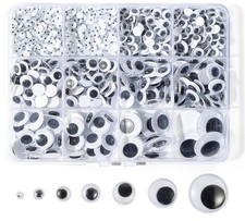Bflaae 764pcs Black Wiggle Googly Eyes Self Adhesive, 4mm 6mm 8mm 10mm 12mm 1...