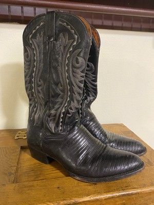 Dan Post Raleigh Mens Size 9D Black Genuine Lizard Western Boots DP 2350 R