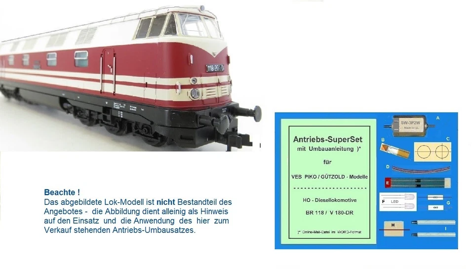AntriebsSet für PIKO BR 118 mit Präzisions-Motor + Zubehör + Anleitung / #p10.18