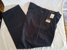 New Nautica Rigger Classic Fit Dark Blue Pleated Cuffed Chinos Mens Pants 36x30