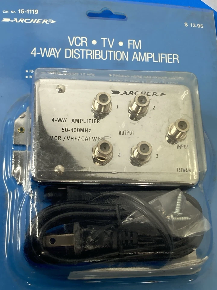 RADIO SHACK, 4-WAY AMPLIFIER, #15-1119, 50-400MHz,VCR/VHF/CATV/FM, ARCHER,New - Image 2 of 4