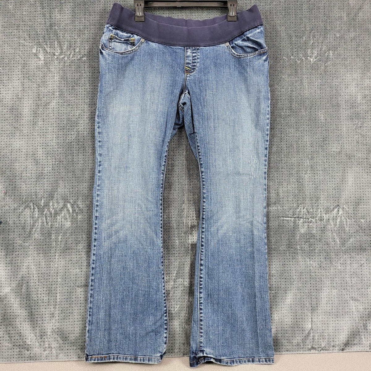 OND Old Navy Denim Maternity LG Low-Rise Boot-Cut Stretch Distressed Jeans  Blue