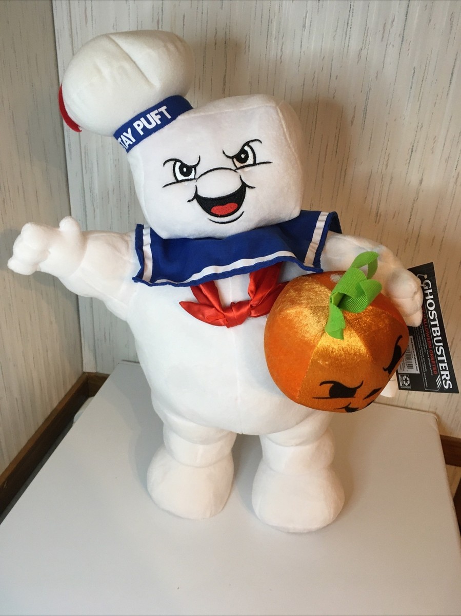 Ghostbusters Halloween Stay Puft Marshmallow Man Holding Pumpkin