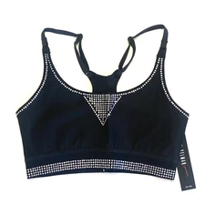 ADAM SELMAN Womens Crystal Recycled Spandex Core Sports Bra Black XXS -MSRP $135