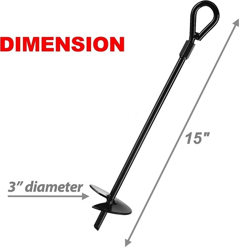 15” Ground Anchors 8pcs Easy to Use with Drill, 3" Helix Diameter, Heavy Duty... - Picture 3 of 10