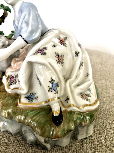 1960 Dresden Porcelain Figurine Couple Fr Horchst 18 Century Mold By JP Melchior - Picture 14 of 23