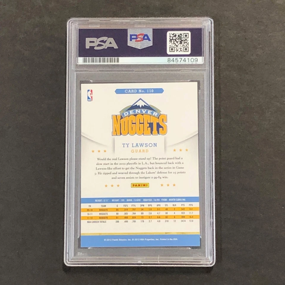 2012-13 NBA Hoops #110 Ty Lawson Signed Card AUTO PSA Slabbed Nuggets - Image 2 of 2