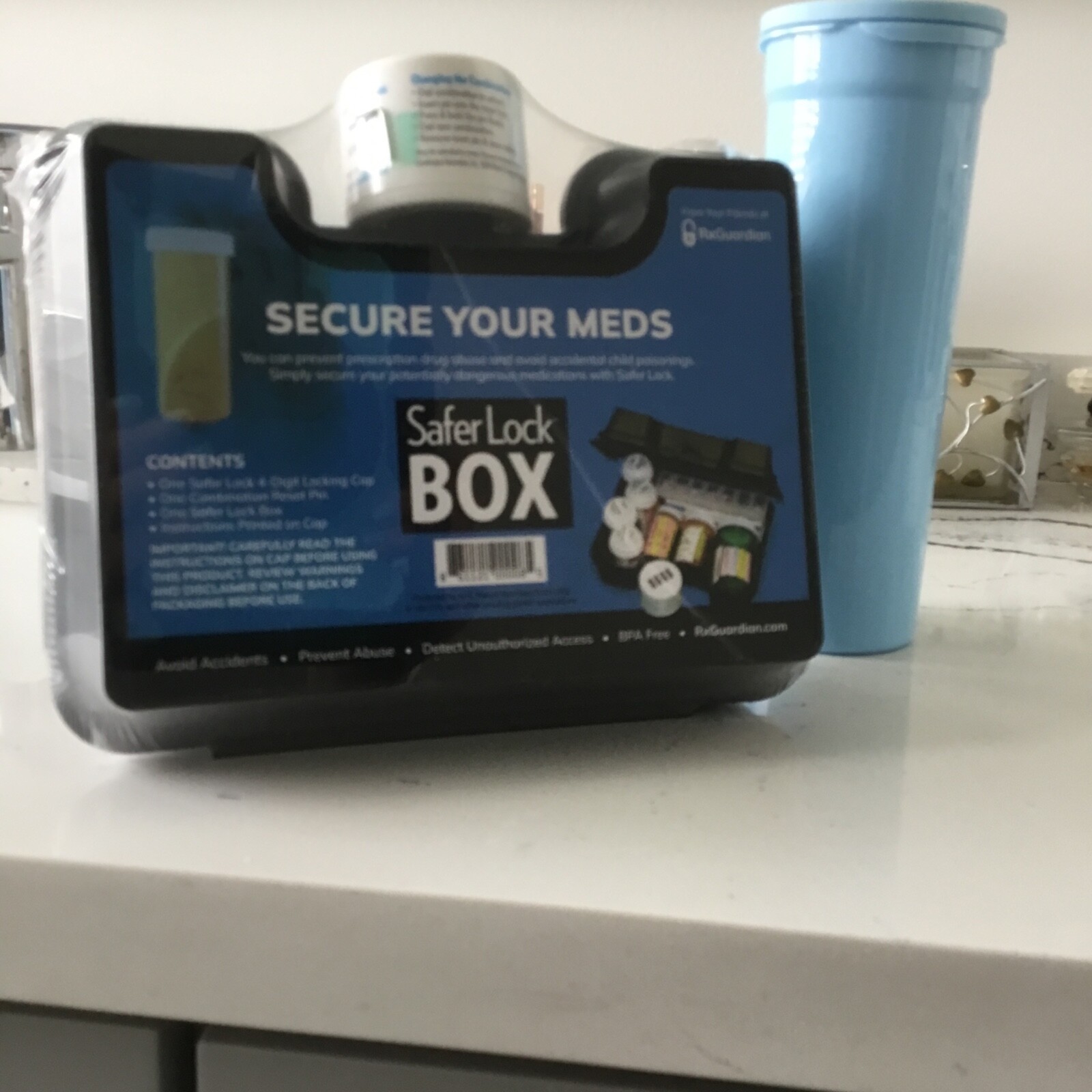 New Safer Lock Box - SECURE YOUR MEDS - Combination Lock Locking Cap ...