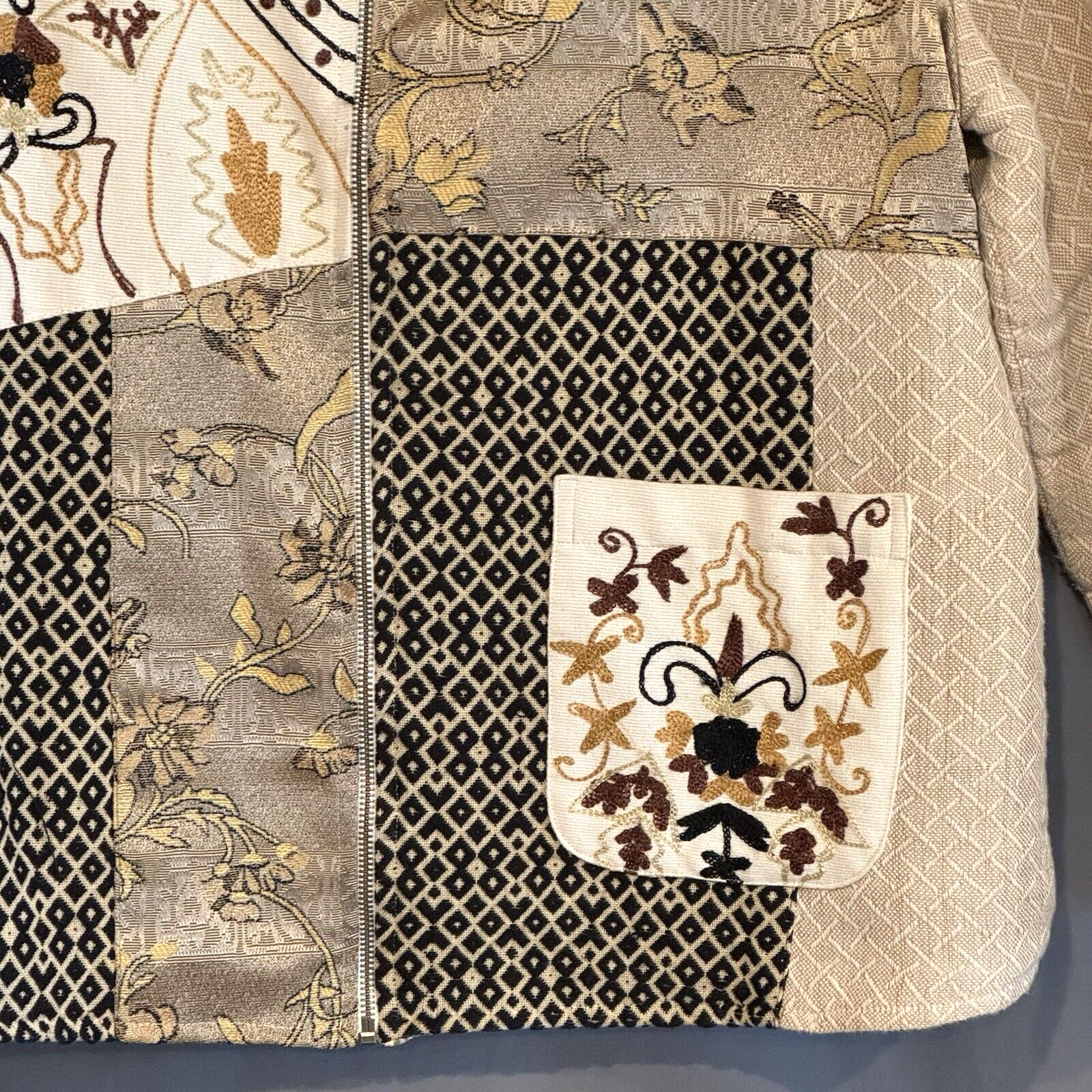 Vintage Entice Patchwork Tapestry Jacket Size L A… - image 7