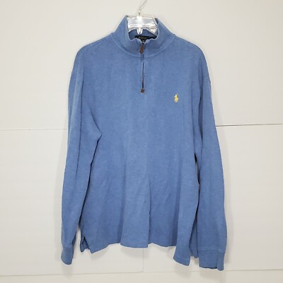 Polo Ralph Lauren 1/4 Zip Pullover Sweater Sky Blue Mens Sz XL