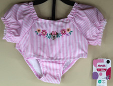 Minnie Mouse 2 Piece Set Swimsuit Bikini Girls Short Sleeve Ruffled Size 2T