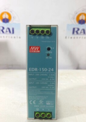 MEAN WELL EDR-150-24 24V 6.5A SINGLE OUTPUT DIN RAIL POWER SUPPLY FREE SHIPPING