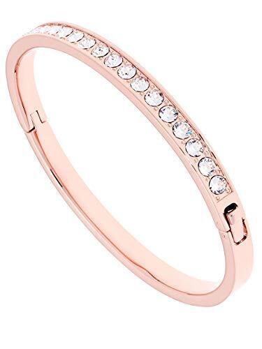 Ted Baker Clemara Hinge Crystal Bangle Bracelet For Women - Medium (Rose Gold/Cr