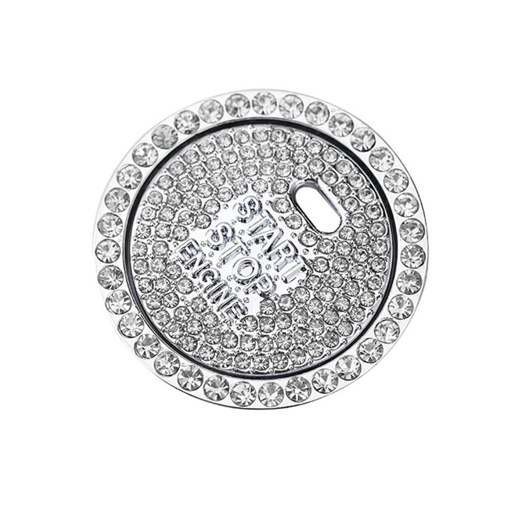 Luxury Diamond Decor Ring Sticker for Car Engine Ignition Bling White