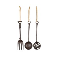 ❤️Deko Kochbesteck Löffel Gabel Kelle Gusseisen  dunkelbraun - schwarz Vintage❤️