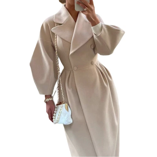 Mujeres Cárdigan de Lana Chaqueta Damas Fiesta Larga Maxi Manga Trench Coat - Imagen 22 de 49