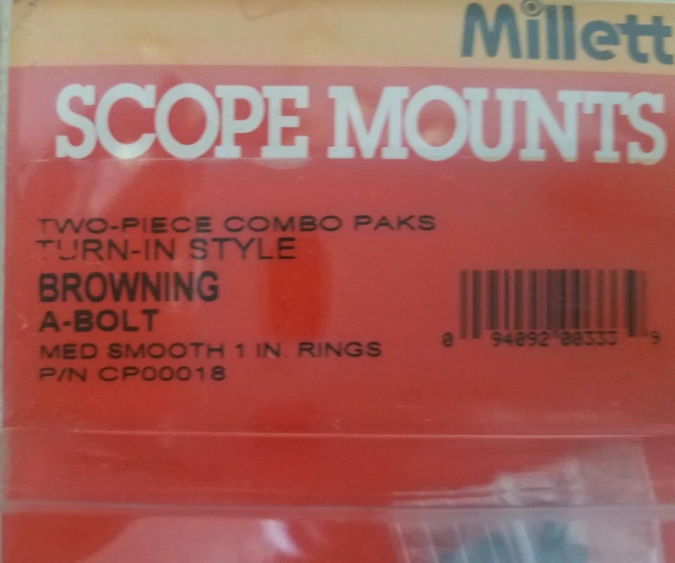 Paquete combinado de 2 piezas Millett CP00018 montaje de mira telescópica estilo giratorio para Browning A Bolt Foto 3 de 4