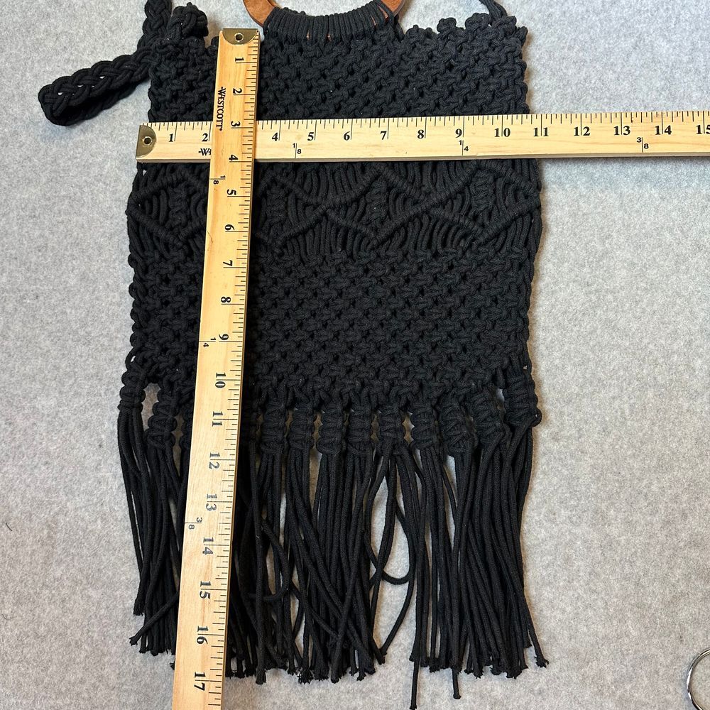 Danielle Nicole Boho Hippie Black Macrame Wooden … - image 10