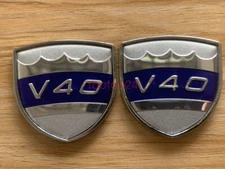 2PC For VOLVO Boot Rear Trunk Side Emblem Sticker Decal Metal Badge V40 Silver