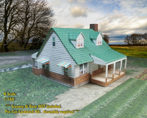 N Scale Building - Pre-Cut CARDSTOCK PAPER Cape Cod Style House CCN02 - Bild 2 von 8