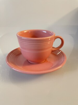 Fiestaware Homer Laughlin Retired Color Pink Rose Tea Cup And Saucer Plate  Read