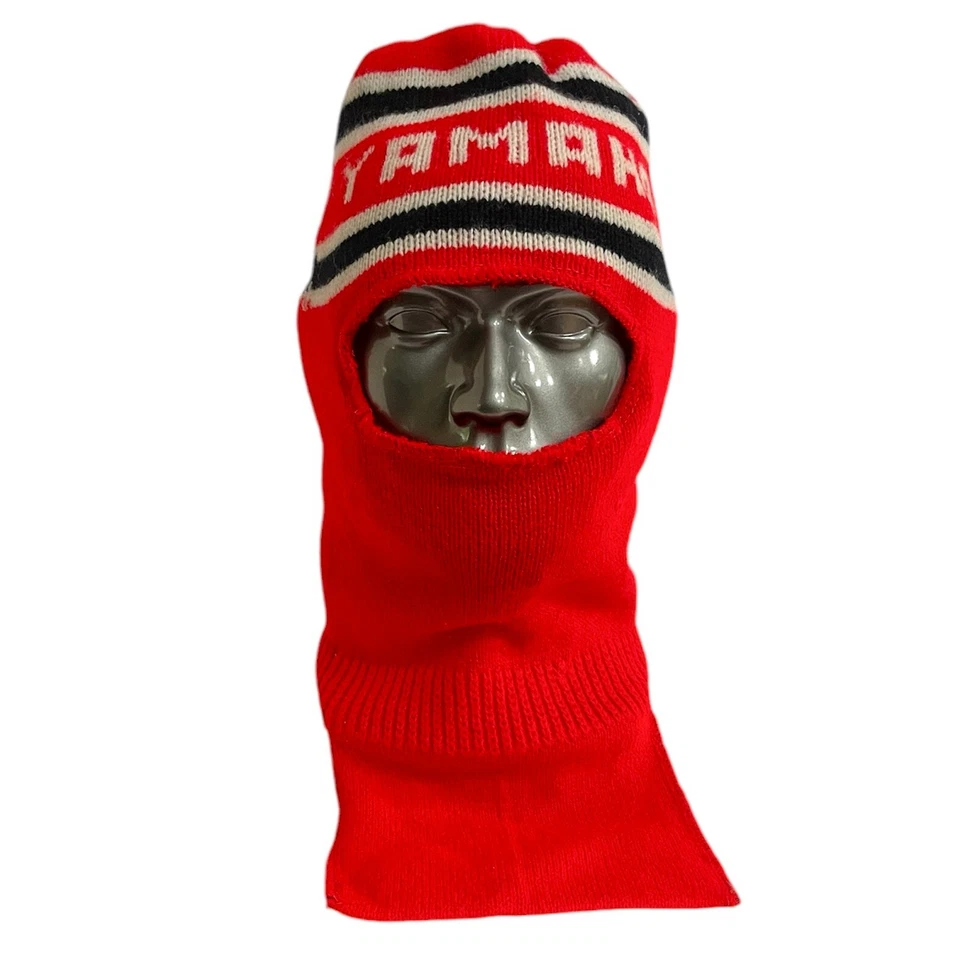 Vintage Red Yamaha Knit Snowmobile Facemask Ski Mask Hat Stocking Cap Balaclava - Image 2 of 4