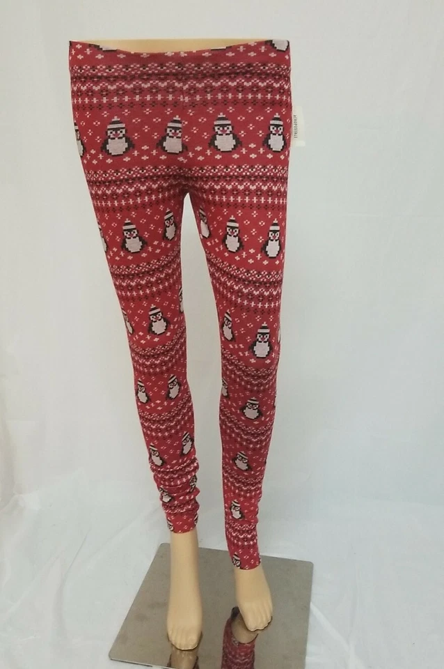 AEROPOSTALE Bethany Mota Leggings Elásticos Juniors XS Rojo Pingüino Navidad Foto 3 de 4