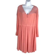 Torrid Skater Dress 1X Embroidered Mesh Gauze Long Sleeve Rayon Boho DR-1020