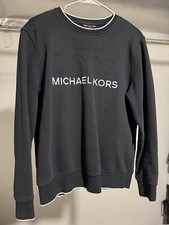 Michael Kors Embossed Logo Black White Sweater Sweatshirt Pullover Size Medium