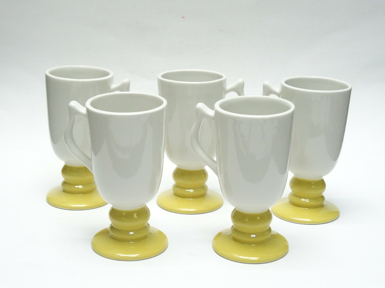Set of 5 pcs HALL 1278 CERAMIC IRISH COFFEE MUG with YELLOW BASE ~ 6"