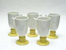 Set of 5 pcs HALL 1278 CERAMIC IRISH COFFEE MUG with YELLOW BASE ~ 6"