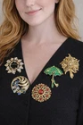 Lot of 5 Vintage Brooches Pins Costume Jewelry Sarah Coventry  Floral Umbrella