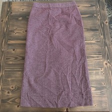 JG Hook Wool Pencil Skirt Womens 6 Burgundy Herringbone Career Skirt