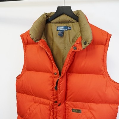 ラルフローレン パファーベスト Vintage Polo Ralph Lauren Down Puffer Vest Men's XL Orange Quilted