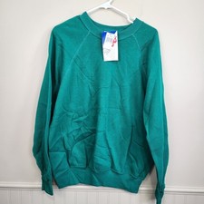 VTG Bassett Walker Crewneck Sweatshirt Mens Green Cotton Blend USA SZ Extra Larg