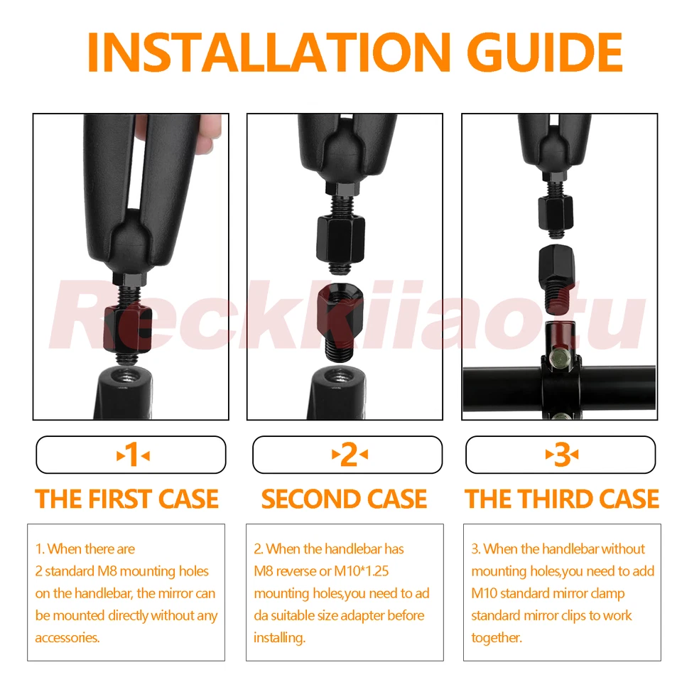 Pair Motorcycle Rearview Mirrors Kit W/ 10mm 8mm Mount For KTM 390 790 890 1290 - Image 4 of 4